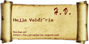 Hejja Valéria névjegykártya